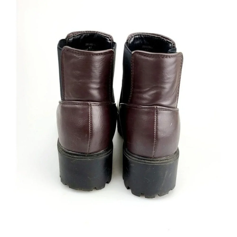Chunky Chelsea‎ Ankle Boots Womens 6 Brown Rugged Utility Leather Lug Sole